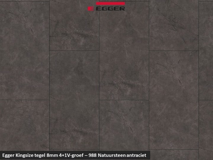 Egger Kinzgsize tegel - 988 Natuursteen antraciet 4+1 V-groef